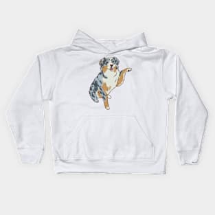 Cute australian shepherd illustration Kids Hoodie